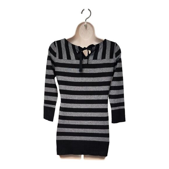 LOFT Gray/Black Striped Light Tunic Sweater Shirt Size XS/ Wool Casual - Picture 3 of 9